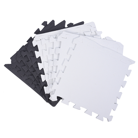 10 Piece Eva Foam Puzzle Exercise Mat Interlocking Floor Tiles -- White and Black ► Photo 1/4