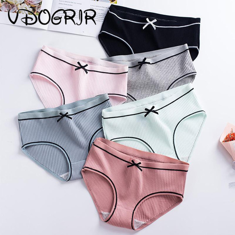 VDOGRIR New Fashion Sexy Panties Women Seamless Solid Color Thongs Female Briefs Underwear Womens Low Waist With Bow Underpants ► Photo 1/6