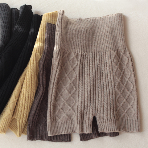 Warm Waist Short Leggings Woolen Knit Shorts Women's Autumn And Winter Thick High Waist Seamless Sweater Short Trousers ► Photo 1/6