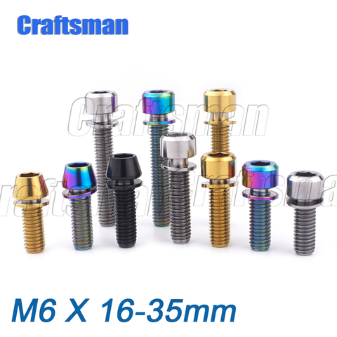 Titanium Bolt Ti M6x 16 18 20 25 30 35 40mm with Washers for Bicycle Disc Brake Stem Clamp 1pcs ► Photo 1/5