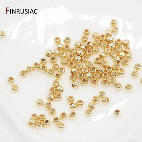 Real Gold Plated Round Copper Beads For Jewelry Making DIY Making Bracelet Necklace Spacer Ball Beads Wholesale ► Photo 1/6