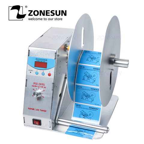 ZONESUN NEW Digital Automatic Label Rewinder Clothing tags barcode Stickers rewinding machine volume label FOR Supermarket ► Photo 1/6