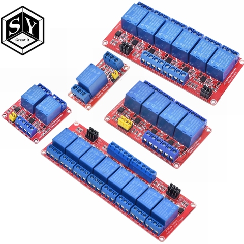 1PCS Great IT 1 2 4 8 Channel 5V Relay Module Board Shield with Optocoupler Support High and Low Level Trigger for Arduino  red ► Photo 1/6