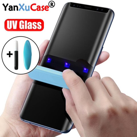 Full Liquid UV Tempered Glass For Samsung Galaxy S20 Ultra S10 E 5G S9Plus Full Cover Screen Protector On Note 10 plus 9 8 Glass ► Photo 1/6