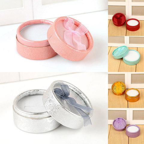 New Elegant Round Earring Rings Box Bowknot Jewelry Organizer Box Holder Wedding Engagement Gift Packaging Box Jewelry Display ► Photo 1/6