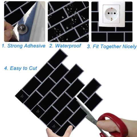 Large 3D Waterproof Self Adhesive Wallpaper Stickers Peel And Stick Backsplash Tiles Kitchen Bathroom Mosaic Vinyl Wallcoverings ► Photo 1/6