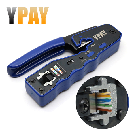 YPAY EZ rj45 crimper network tools pliers cat5 cat6 8p rg rj 45 ethernet cable Stripper pressing wire clamp tongs clip rg45 lan ► Photo 1/6