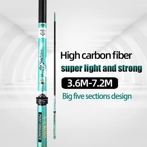 Telescopic Fishing Rod High Quality Carbon Fiber 3.6m-7.2m Ultra Light Hard Travel Carp Fishing Pole Feeder TAIGEK 2022 new ► Photo 1/6