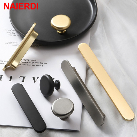 NAIERDI Zinc Alloy Cabinet Handles Nordic Gold Black Drawer Knobs Wardrobe Door Handles European Furniture Handle Hardware ► Photo 1/6