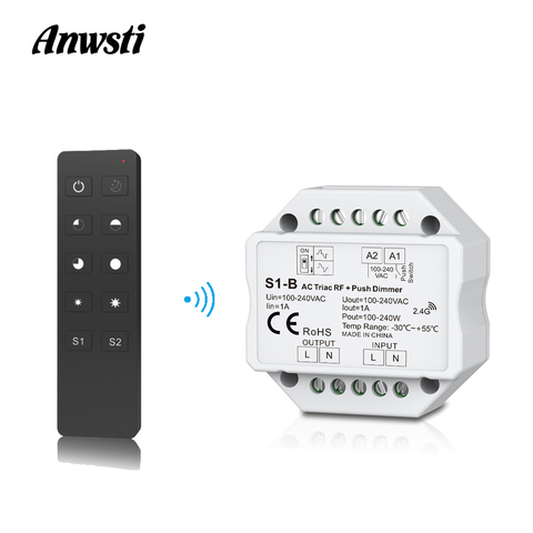 LED Dimmer Switch 220V 230V 110V AC Triac RF Wireless 2.4G Remote Control PWM Dimmable Light Switch Dimmer Triac for LED Lamps ► Photo 1/6