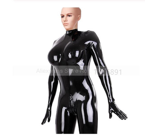 Handmade Male Latex Catsuit cross-dress Tight Transvestite Bodysuit with 3D Chest Attached Gloves Socks ► Photo 1/6