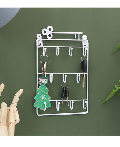 Lron Wall Mounted Hooks 12 Hangers Decorative Key Holder Metal Coat Hat Rack Home Decor Storage Organizer Key Holder Wall ► Photo 1/6