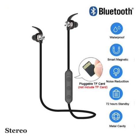 XT22 Sports Bluetooth Earphone Magnetic Attraction Wireless Headset Support TF SD Card Stereo Bass Waterproof Headphone With Mic ► Photo 1/6