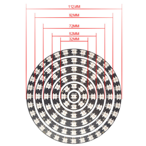 Mokungit  1 8 12 16 24 32 40 48 60 93 241 Bits LEDs WS2812B Ring SK6812 5050 RGB LED Ring 5050 Built-in RGB Driver for Arduino ► Photo 1/6