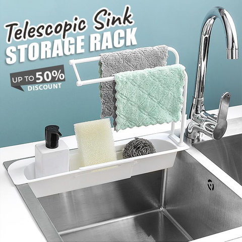 Telescopic Sink Storage Rack Adjustable Drain Rack Orangizer Kitchen Washing Cloth Sponge Holder ► Photo 1/6