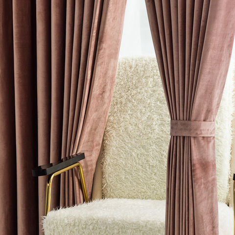 Nordic Luxury Super Soft Dutch Velvet Fabric Simple and Modern Blackout Bedroom Living Room Solid Color Velvet Curtains Tulle ► Photo 1/6