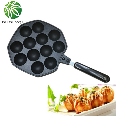 Duolvqi 12 Cavities Aluminum Alloy Takoyaki Pan Takoyaki Maker Octopus Small Balls Baking Pan Home Cooking Tools ► Photo 1/6