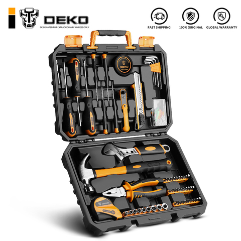 DEKO DKMT100 Socket Wrench Tool Set Auto Repair Mixed Tool Combination Package Hand Tool Kit with Plastic Toolbox Storage Case ► Photo 1/1