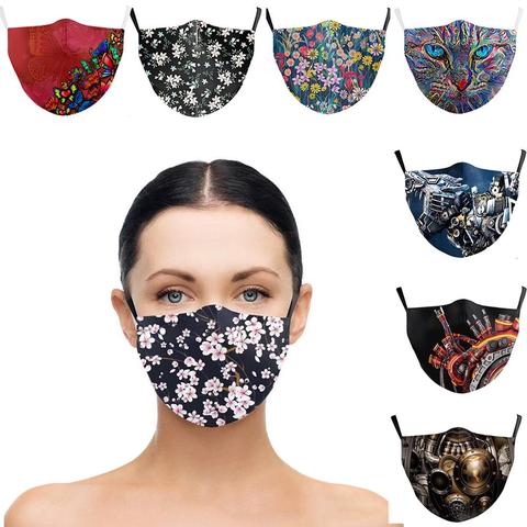 Mask Flower Face Casual Mask Cosplay Printed Masks Fabric Adult Mouth Cover Washable Reusable Mouth Mask Women Face Cover ► Photo 1/6