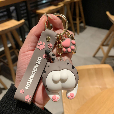 Cat Butt Keychain Cartoon Female Cute Couple Lovers Pair Gift Bag Ornament Car Key Chain Lanyard Child Toy INS Kawaii Girl Gift ► Photo 1/6