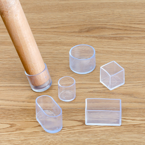 4Pcs silicone Chair Leg  socks Transparent square Table Floor Feet Cover Protector Pads furniture pipe hole plugs Home Decor ► Photo 1/6