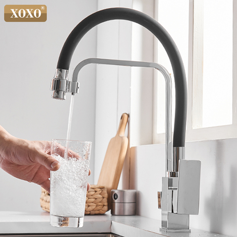 XOXO Filter Kitchen Faucet Drinking Water Black Single Hole Mixer Tap 360 Rotation Pure Water Filter Kitchen Sinks Taps 81098 ► Photo 1/6