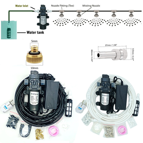 Garden Water Mist Spray Electric Diaphragm Pump Kit Greenhouse  irrigation Outdoor Misting Cooling System 6-18M ► Photo 1/6