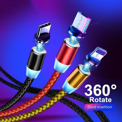 USB Magnetic Charging Cable for Micro Type-C 8 Pin Fast Charging  Cable for Iphone Huawei Samsung Android Mobile Phone Cord Wire ► Photo 1/6