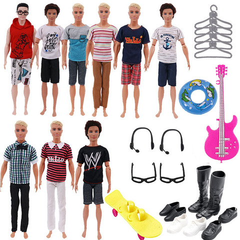 30Pcs/Set Ken Doll Clothes  FreeShipping Glasses Shoes Hangers Guitar Skateboard Headsets Accessories For Barbie Girl`s Toy DIY ► Photo 1/6