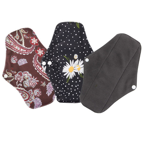 Size Small Medium Large Washable Super Absorbent Reusable Women Period Sanitary Bamboo Charcoal Cloth Menstrual Pads ► Photo 1/6