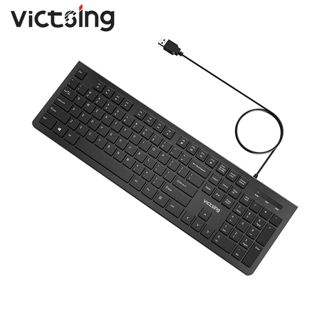 VicTsing PC206 Wired Keyboard Portable Slim Membrane Chiclet Keyboard 104 Keycaps For Tablet Desktop Laptop PC Computer Keyboard ► Photo 1/6
