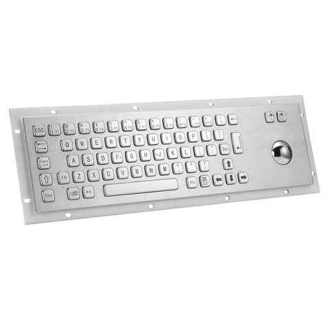 Dustproof, Waterproof, Anti-corrosion industrial Metal keyboard for pc terminal,65 keys Rear Mounting keyboard with trackball ► Photo 1/6