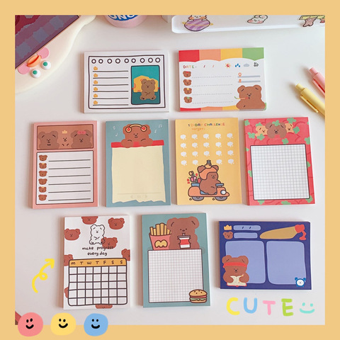 MINKYS 50 Sheets Kawaii Bear Memo Pads Note Paper Daily To Do It Check List Paperlaria School Stationery Supplies ► Photo 1/6