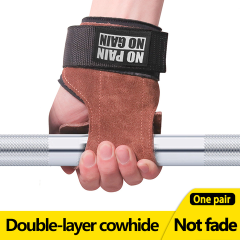 Cowhide Gym Gloves Grips Anti-Skid Weight Power Belt Lifting Pads Deadlift Belt Workout Crossfit Fitness Gloves Palm Protection ► Photo 1/6