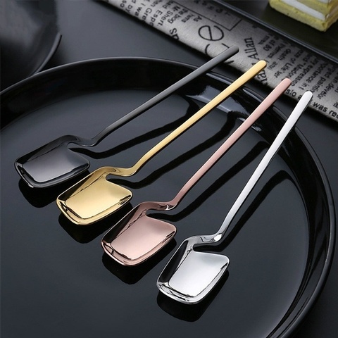 Creative Long Handle Wall Hanging Spoon Stainless Steel Dessert Mixing Ice Cream Tea Coffee Spoon Stirring Spoon Tableware Party ► Photo 1/6