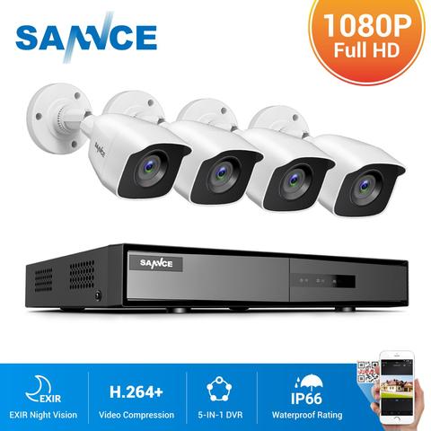 SANNCE 4CH DVR CCTV System 4PCS 2MP IP66 Waterproof Outdoor Security Cameras 1080P TVI CCTV DVR 1280TVL Surveillance Kit ► Photo 1/6