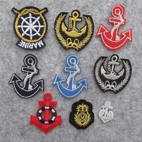 different style select boat anchor hot melt adhesive applique embroidery patch DIY clothing accessory patches stripes 1pcs sell ► Photo 1/1