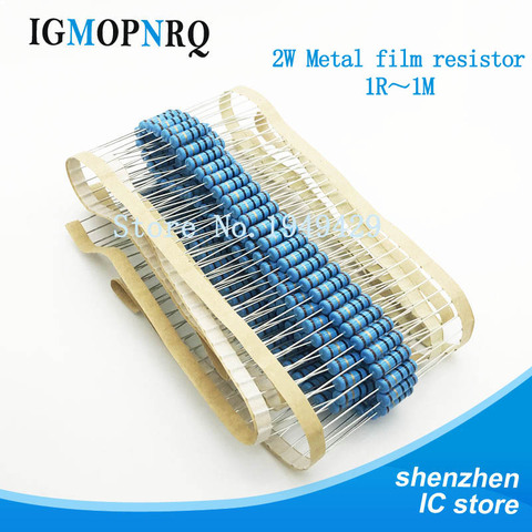 20pcs 2W Metal film resistor 1% 1R ~ 1M 2.2R 4.7R 10R 22R 47R 100R 220R 470R 1K 10K 100K 2.2 4.7 10 22 47 100 220 470 ohm ► Photo 1/2