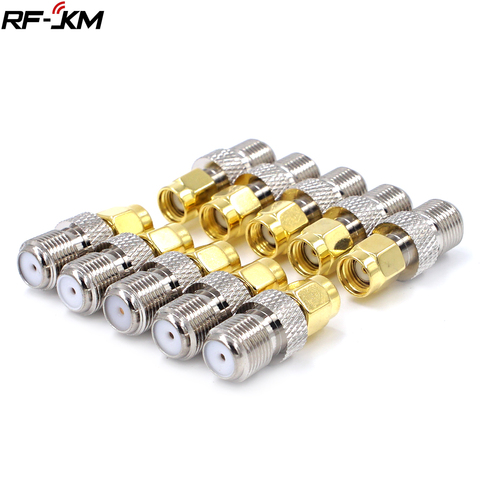 10PCS RP SMA Male to F Type Female Straight RF Coaxial Adapter F Connector To SMA Convertor Gold Tone ► Photo 1/4