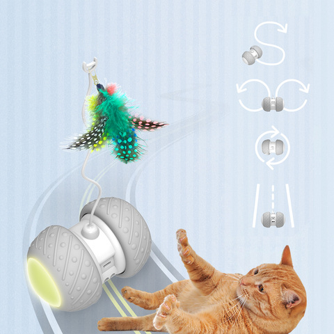 Smart Interactive Cat Toy Lrregular Rotating Mode Toy Cats Funny Pet Game Electronic Cat Toy LED Light Feather Toys Kitty Balls ► Photo 1/6