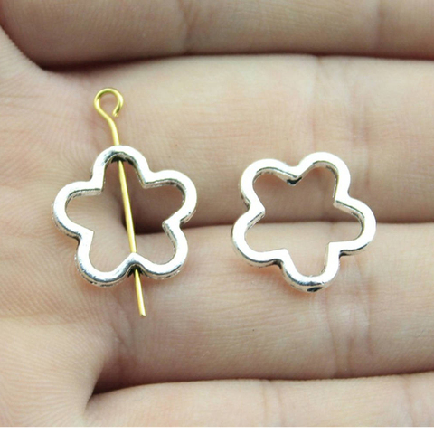 WYSIWYG 20pcs 16x16mm Flower Charms Small Holes Flower Charm Bead Hollow Flower Charms Beads For Jewelry Making ► Photo 1/1