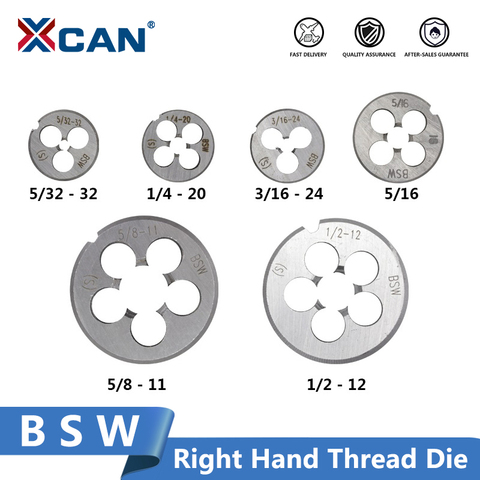 XCAN 1pc BSW Right Hand Thread Die Metalworking Tools 5/32-32 3/16-24 5-16-18 1/4-20 1/2-12 5/8-11 ► Photo 1/5
