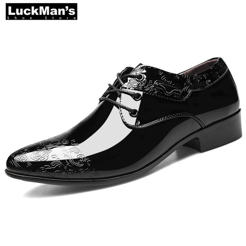 Men's Dress Shoe Clould Patent Leather Men Wedding Oxford Shoes Lace-Up Office Suit Men's Casual Shoes Luxury Italian Plus Size ► Photo 1/6