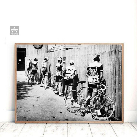 Black and White Bicycle Cyclist Print Bike Vintage Photo Poster Gift for Bathroom Decor Men Peeing Pissing Road Cycling Wall Art ► Photo 1/6