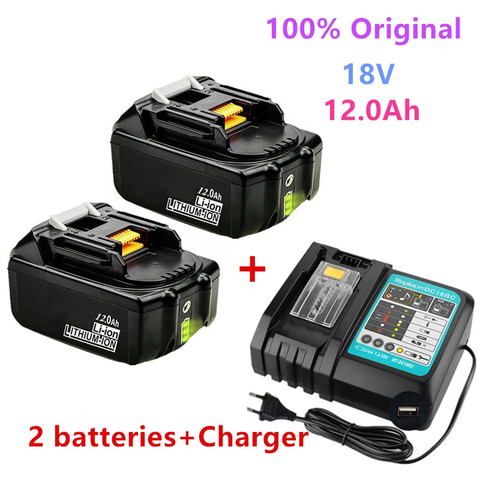 100% Original For Makita 18V 12000mAh Rechargeable Power Tools Battery with LED Li-ion Replacement LXT BL1860B BL1860 BL1850 ► Photo 1/6