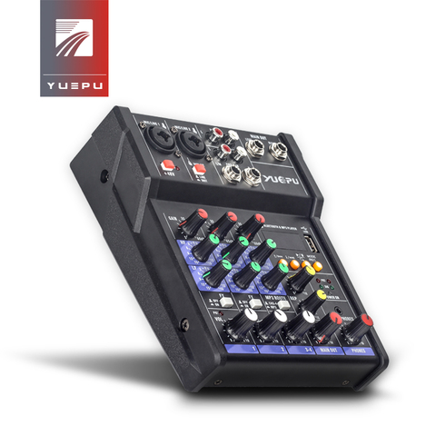 YUEPU RU-4T Professional Sound Audio USB Mixer 4 Channel 48V Phantom Power Reverbration Mixing Console Player USB Music For DJ ► Photo 1/6