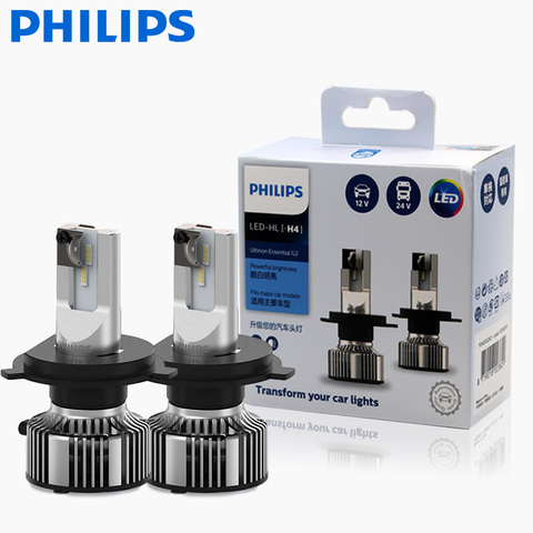 2X Philips Ultinon Essential G2 LED 6500K H4 12/24V 20W P43t Far and near light Original bulb Super white light 11342UE2X2 ► Photo 1/6