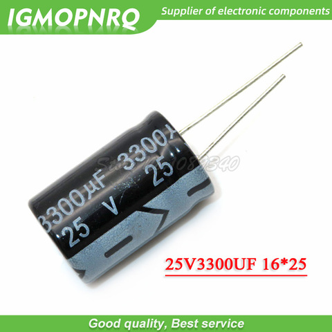 5PCS 25V3300UF 16*25mm 3300UF 25V 16*25 Aluminum electrolytic capacitor ► Photo 1/1