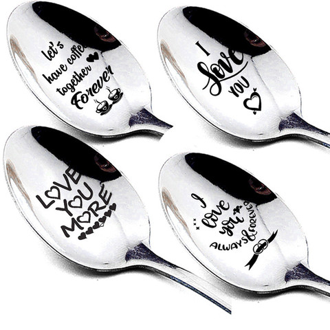 2022 Valentines Day Gift Anniversary Gift for Boyfriend Stainless Steel Spoon Good Morning Handsome Beautiful Girlfriend Present ► Photo 1/6