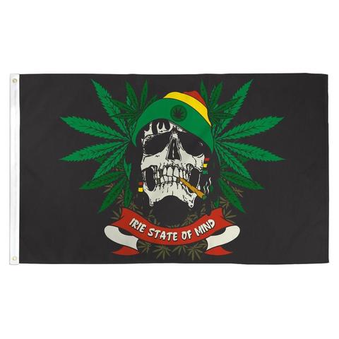 Xiangying  90x150cm irie State of Mind Weed Rasta Skull Flag ► Photo 1/1